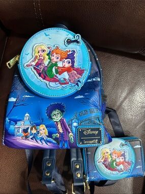 Loungefly Kids Blue Hocus Pocus Mini Backpack- with Matching wallet